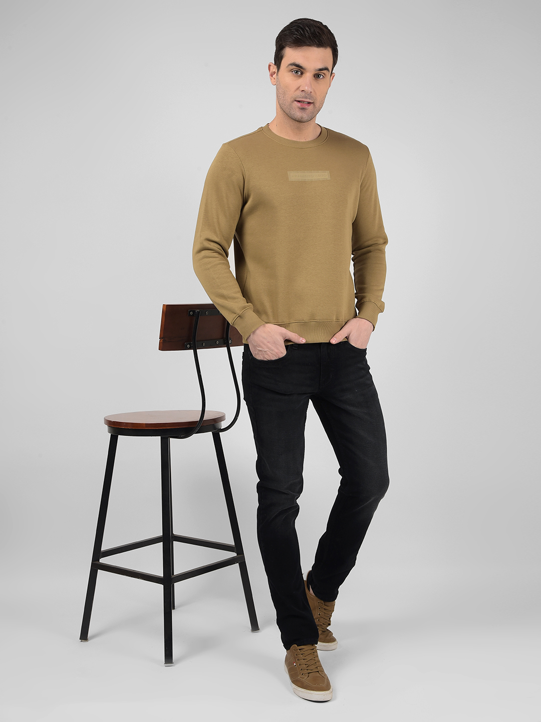 Numero Uno Men Solid Brown Sweat Shirt